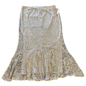 VTG Spencer Jeremy Plus Size Metallic Lace Coquette Ruffle Maxi Skirt NEW WITH T